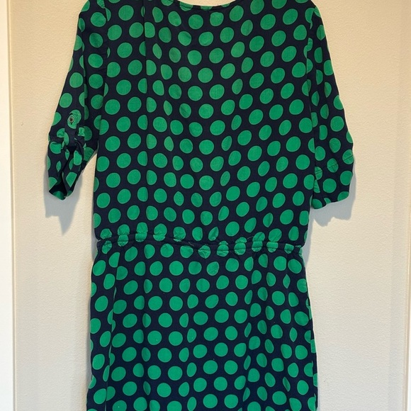 Banana Republic Green and Black Puff Sleeve Dress Large - Picture 4 of 5